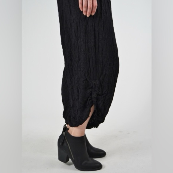 NWT COMFY USA 2 Button Crinkle Black Pants Size Large - Picture 1 of 6